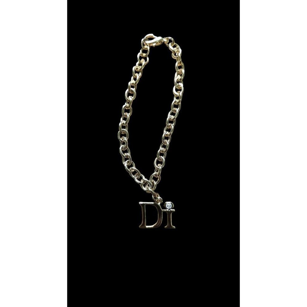 Diamonds International Gold Chain Bracelet "Di" Charm Vintage Y2K 7 inches - Picture 1 of 5
